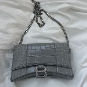 Balenciaga Hourglass crocodile-effect clutch bag